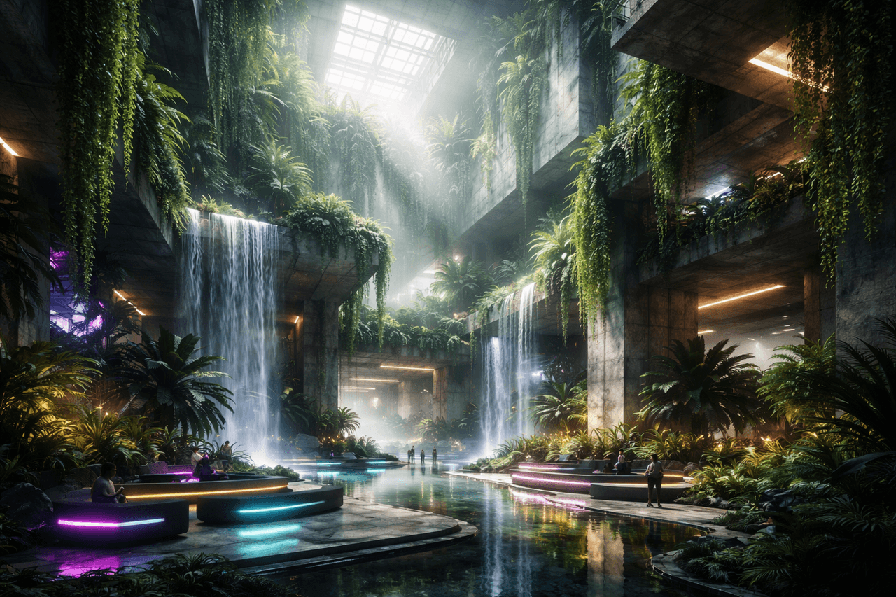Тропічний атріум з водоспадом / Tropical Waterfall Atrium